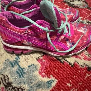 Asics Women's Pink and Teal Sneakers